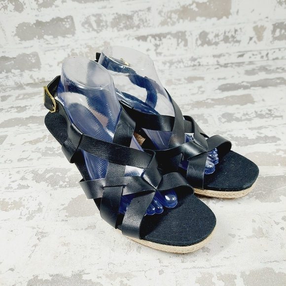 NEW Cole Haan Crystal Pink Leather Buckle Sling Back Summer Wedge Sandals T332 - Picture 4 of 12